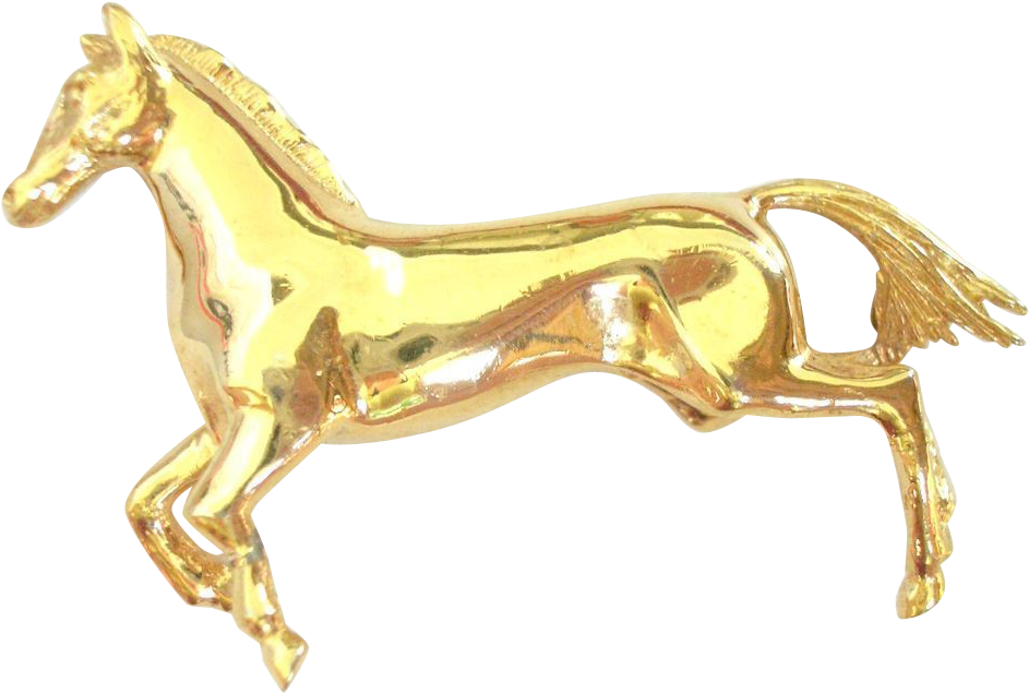 Vintage Gold Horse Pin - Mustang Horse (942x942)