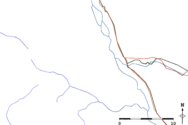 Roads And Rivers Close To Kicking Horse - Map (601x400)