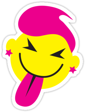 Smiley Face With Tongue Sticking Out Sticker Clipart - Birthday (375x360)