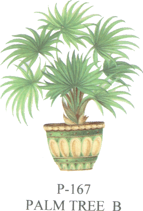 Palm Tree, Trees, Plants, Pottery - Barb: 1" Scale Dollhouse Miniature - 4 Palm Tree Platters (504x755)