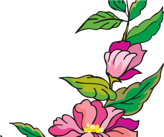 Hibiscus Clipart Colour Corner Border - Flower Page Border Png (640x480)