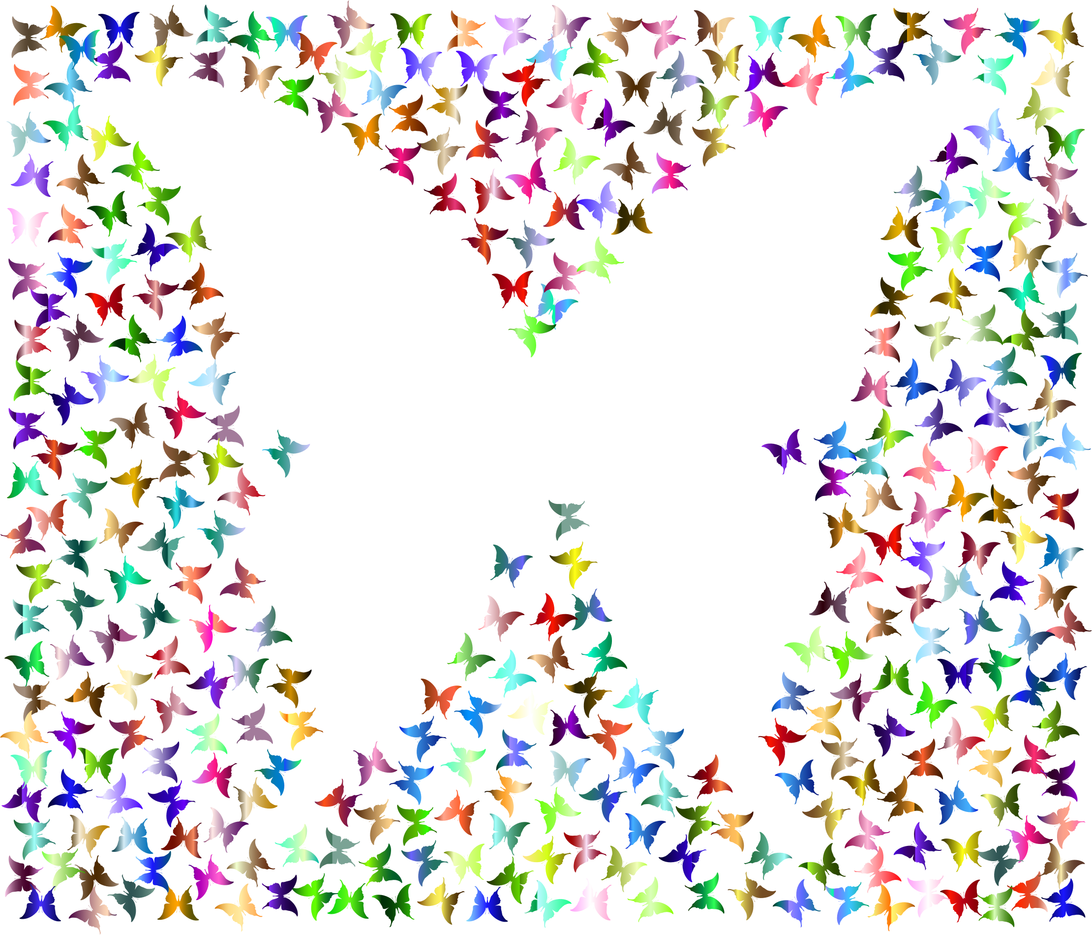 Negative Space Butterflies 4 No Background - Butterfly Colorful Frame Png (2220x1900)