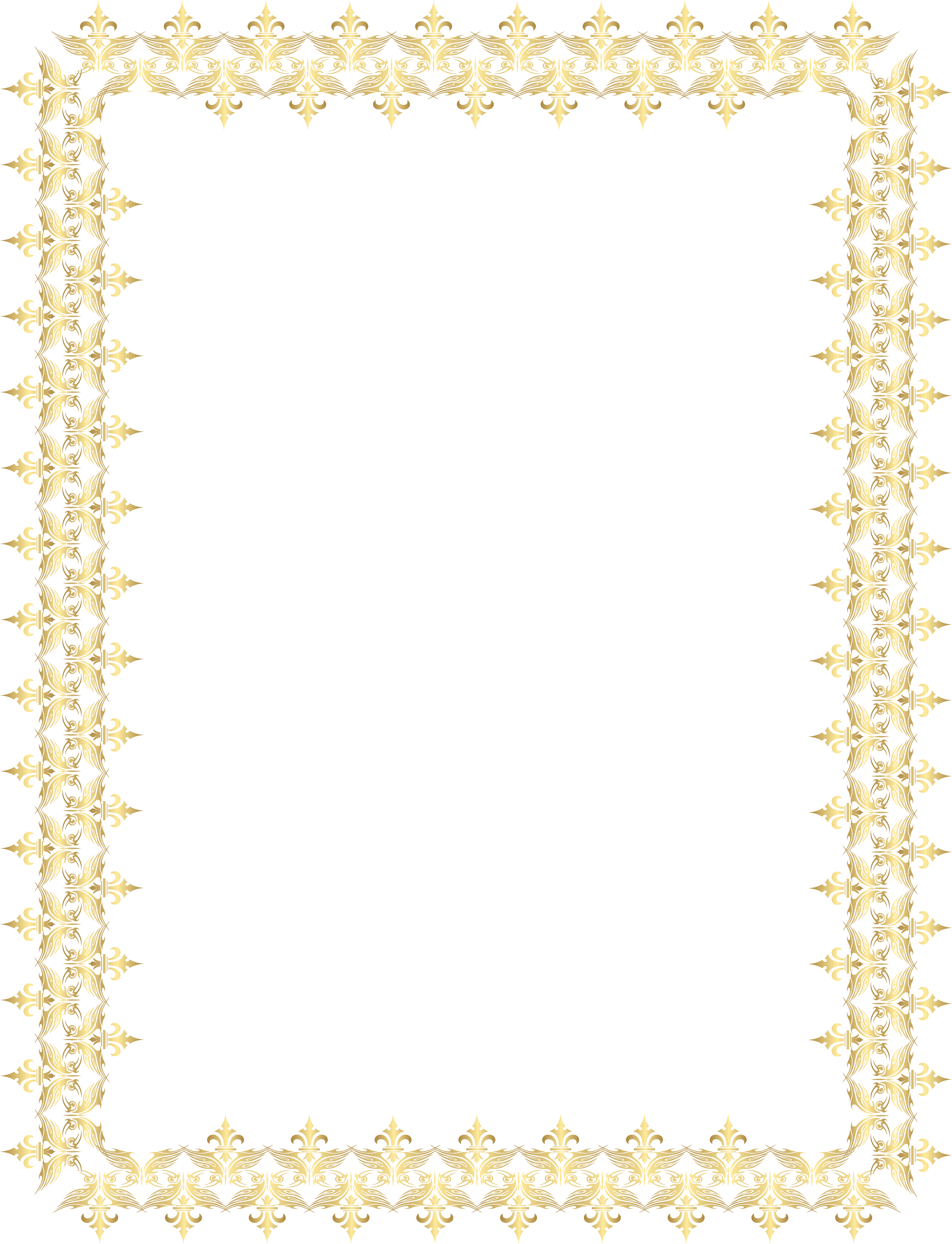 Decorative Gold Border Frame Transparent Png Clip Art - Decorative Gold Border Frame Transparent Png Clip Art (6121x8000)
