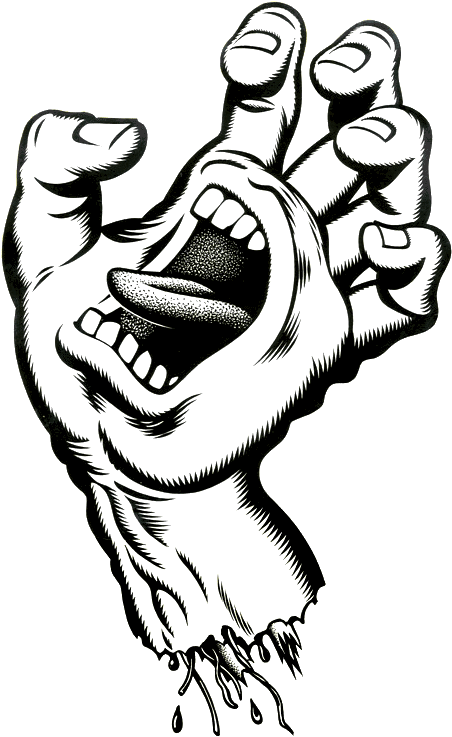 Drawn Skateboard Santa Cruz - Santa Cruz Screaming Hand (466x747)