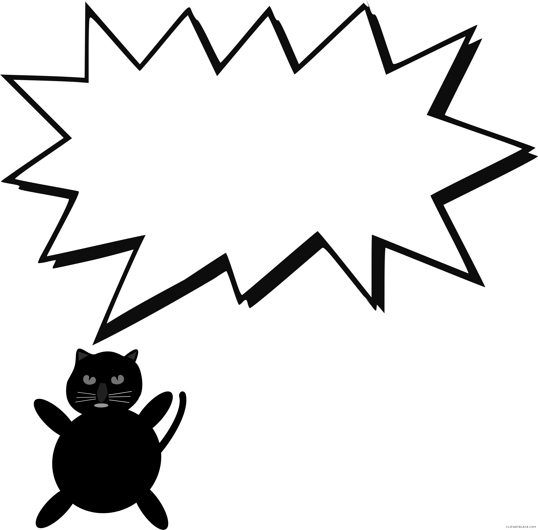Cat Huge Animal Free Black White Clipart Images Clipartblack - Spiky Speech Bubble Png (2247x2217)