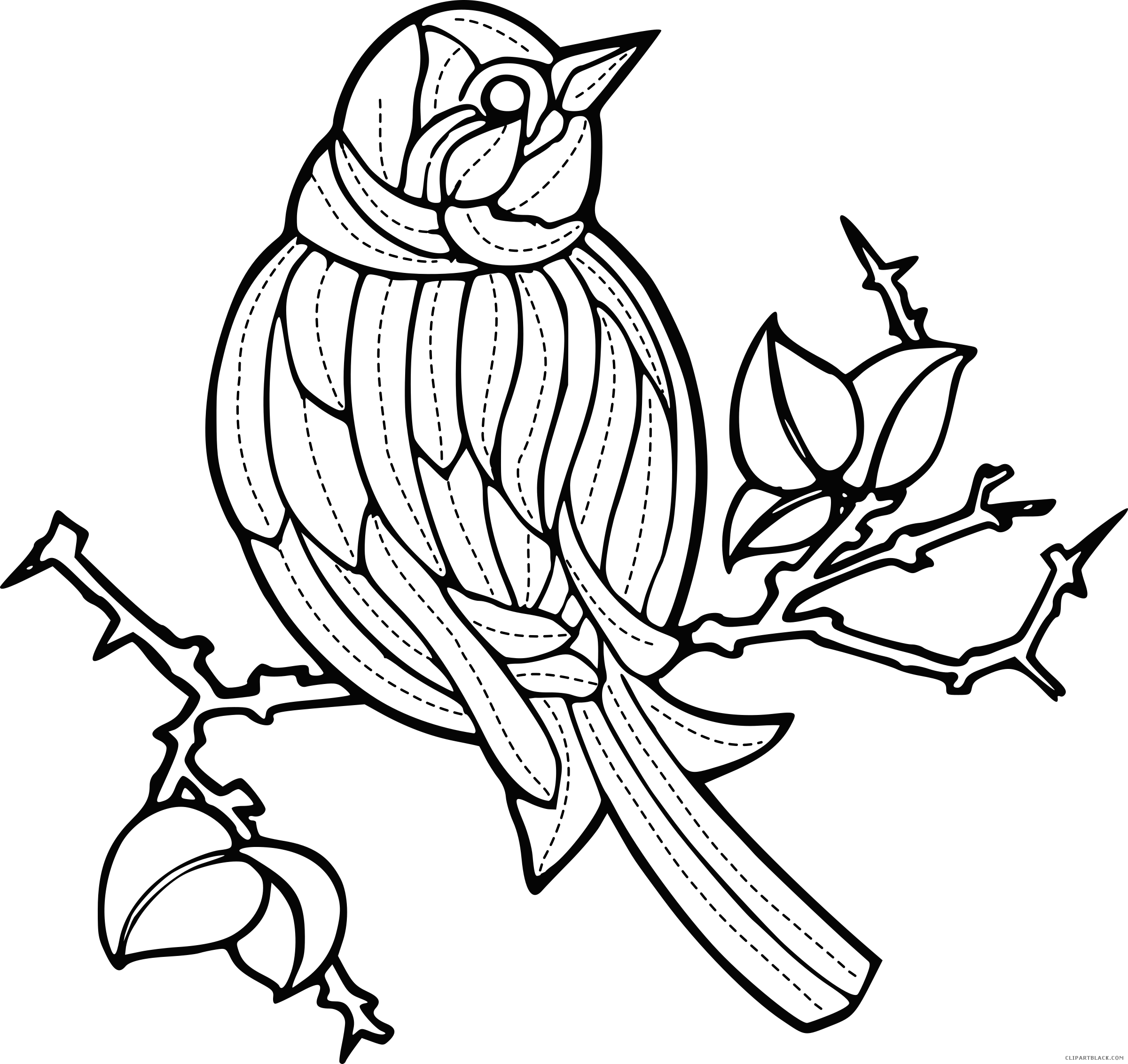 Huge Bird Animal Free Black White Clipart Images Clipartblack - Embroidery (2400x2265)