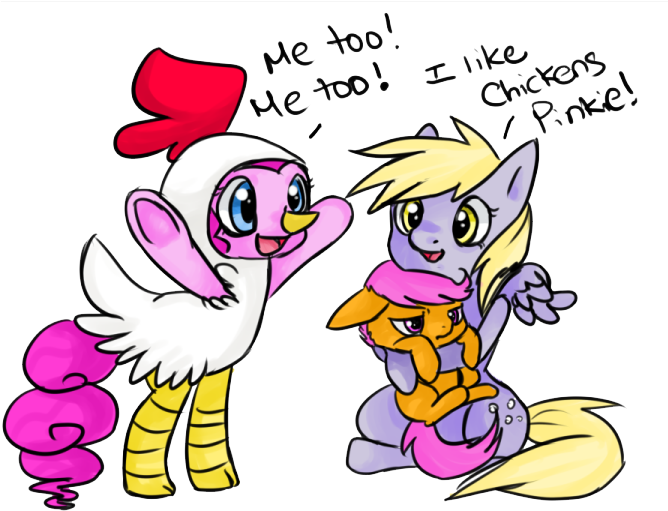 Melipuffles, Derpy Hooves, Female, Mare, Pegasus, Pinkie - Cartoon (667x539)