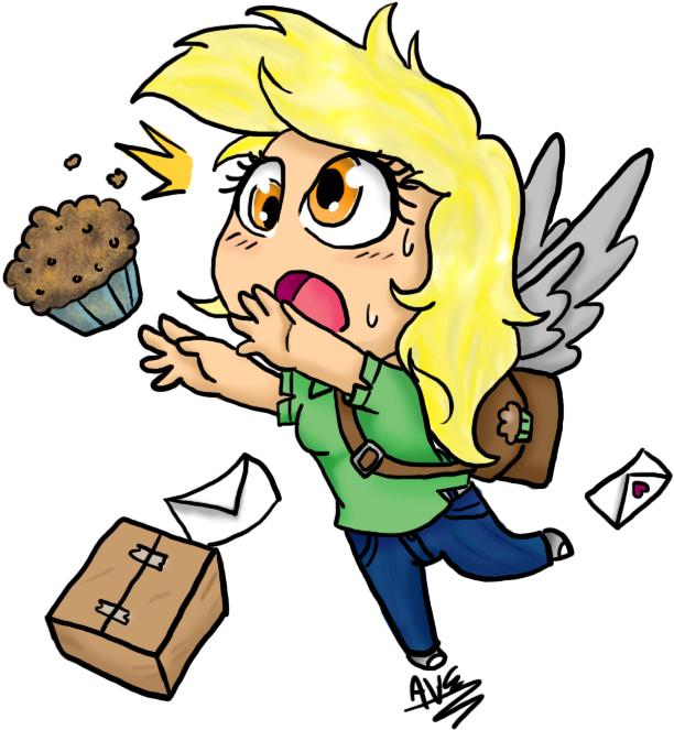 Violetfeatheroficial, Chibi, Derpy Hooves, Food, Human, - Cartoon (682x750)