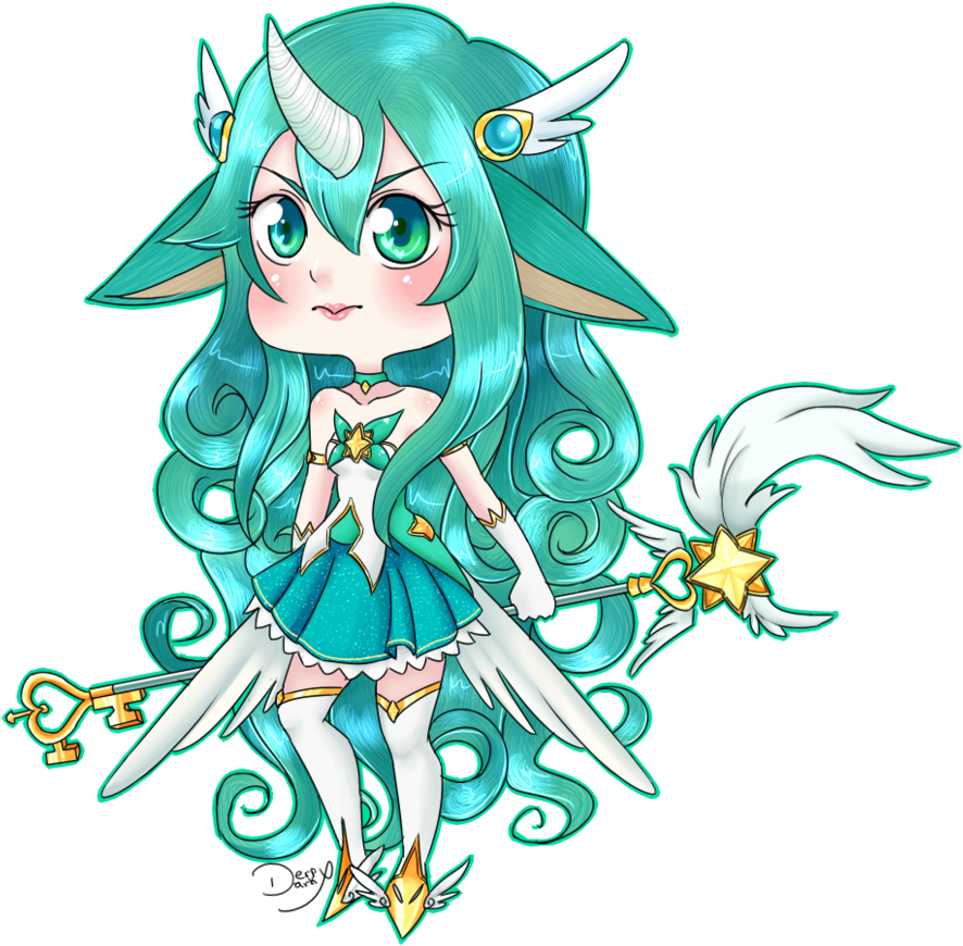 Chibi Star Guardian Soraka By Derpydarky - Cartoon (909x880)