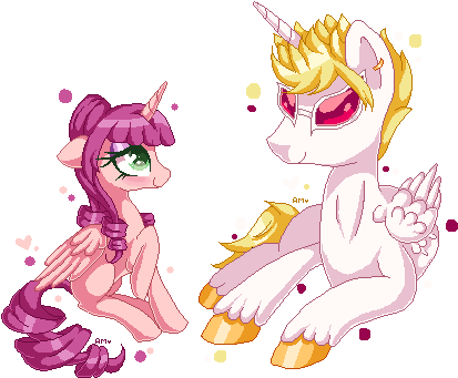 Joined Lovebird Pixels By Artsymuffin - Cartoon (431x350)