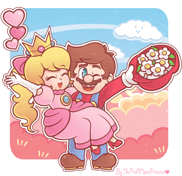 A True Love's Reunion - Mario Loves Princess Peach (600x573)