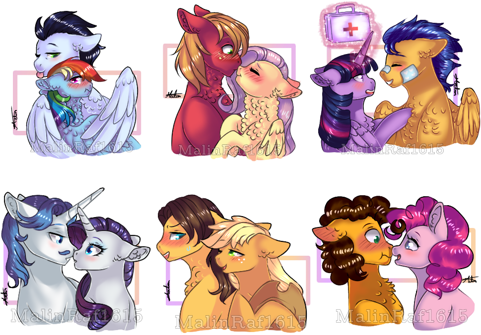 Mane Six Shipps By Malinraf1615 - Cartoon (977x675)