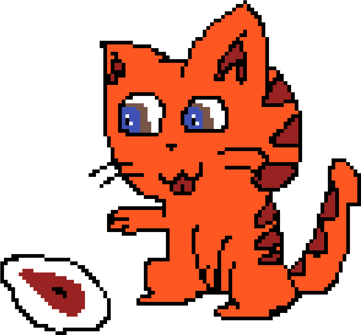 Tiger Striped Cat With Steak - Habbo Hotel (1200x1200)
