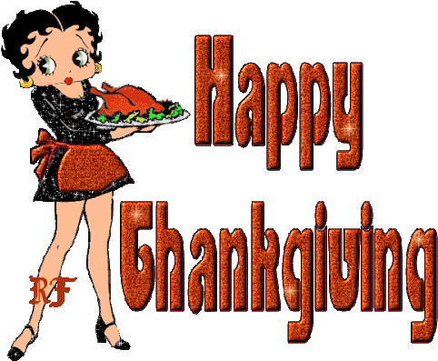 Betty Boop Clip Art - Funny Happy Thanksgiving Gif (500x417)