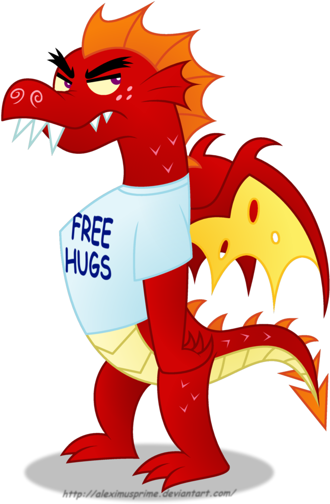 Aleximusprime, Dragon, Free Hugs, Garble, Garble's - Dragon Wearing A Shirt (696x1064)