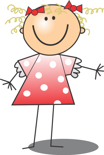 Cartoon Girl Smiling Clip Art - Cartoon Stick Figure Girl Charms (365x540)