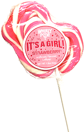 It's A Girl Pink & White Strawberry Whirly Pop, - Strawberry (480x480)