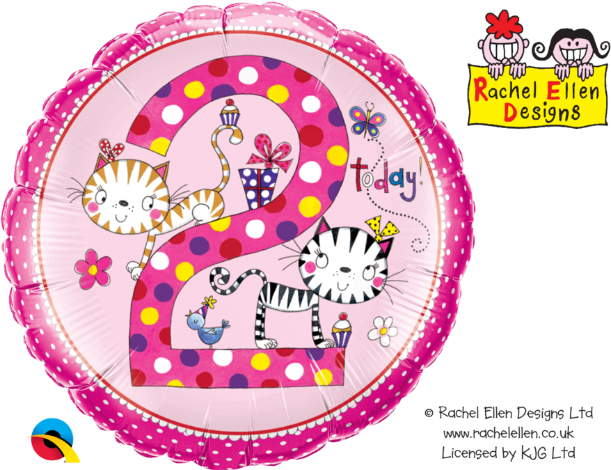 Rachel Ellen Designed 18" Foil Balloon Age 2/2nd Birthday - . /2nd Birthday Kittens Foil Banner & 46cm Foil (1024x674)