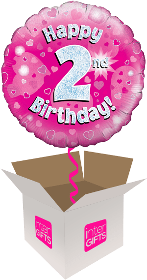 Happy 2nd Birthday Pink Holographic - Oaktree 18 Inch Happy 2nd Birthday Pink Holographic (568x568)