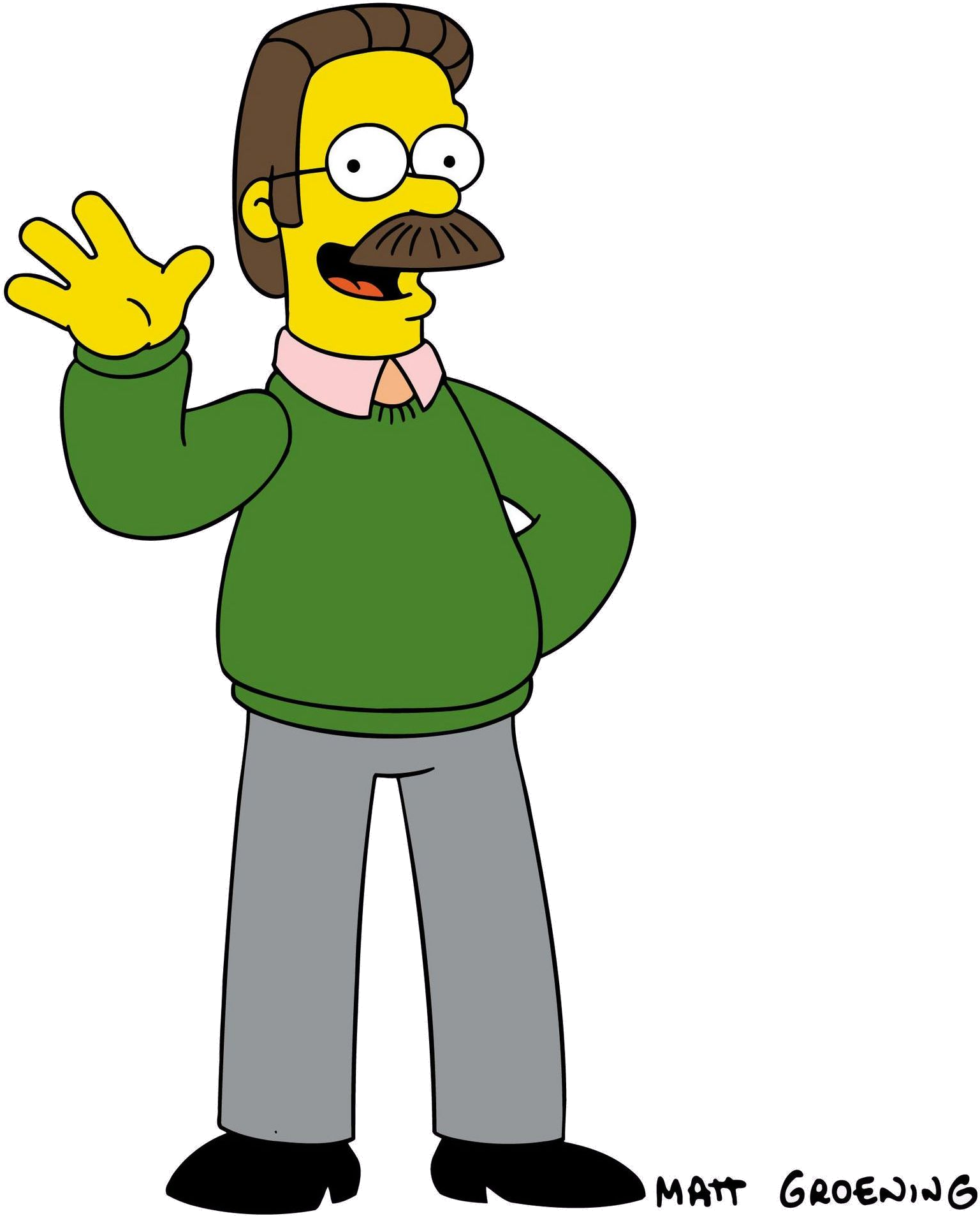 Ned Flanders Cartoon Character Moustache - Ned Flanders Howdy Neighbour (1801x2217)