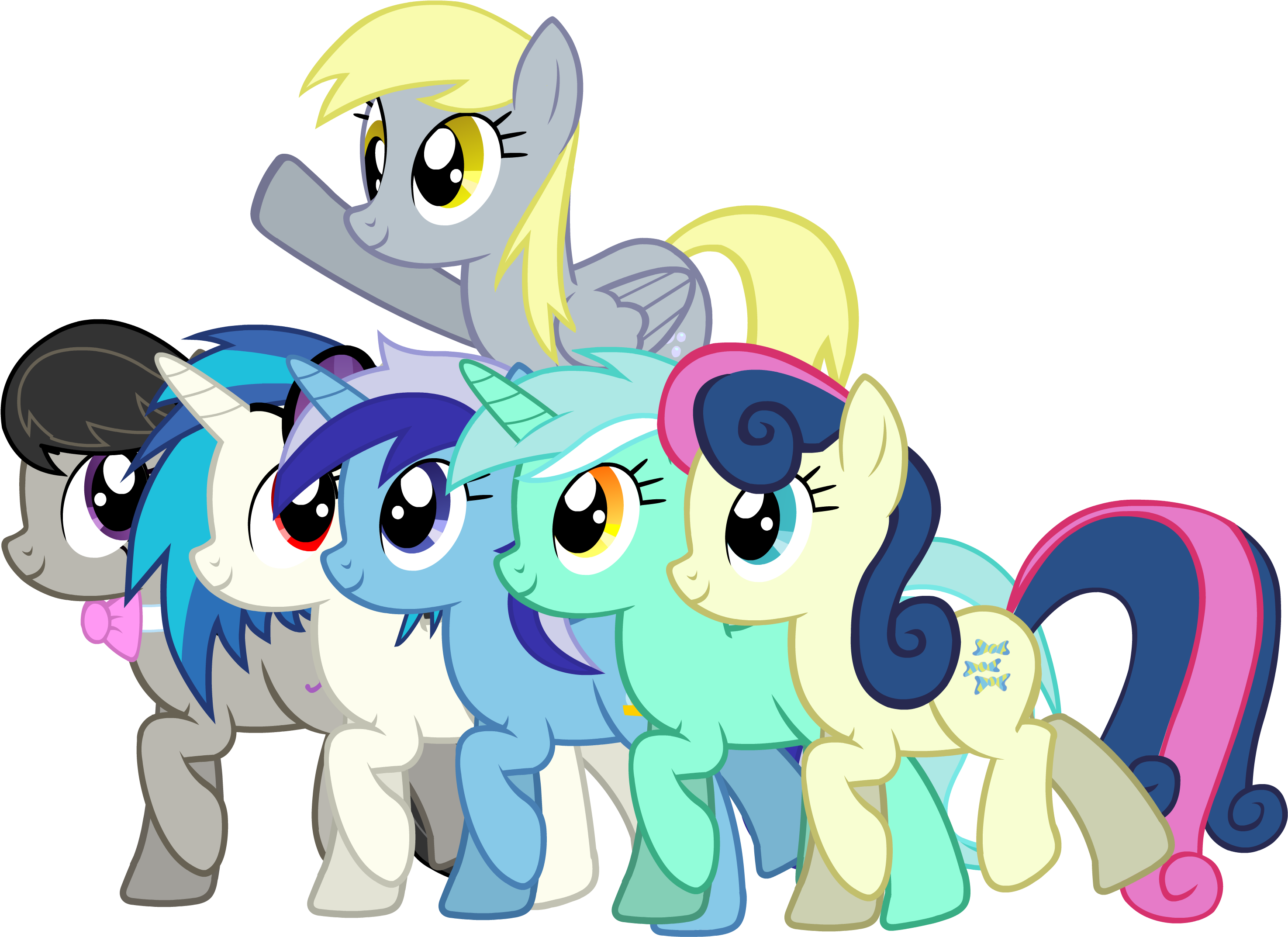 Background Mane 6 Group Shot Smile Parade From The - Cartoon (3094x2156)