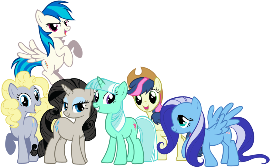 Mane 6 With Background Ponies' Colors By Shadowhedgiefan91 - My Little Pony Background Ponies (900x567)