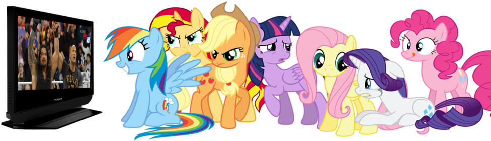 Mane 7 Reaction To Royal Rumble 2015 By Mirai-digi - Cartoon (1024x519)
