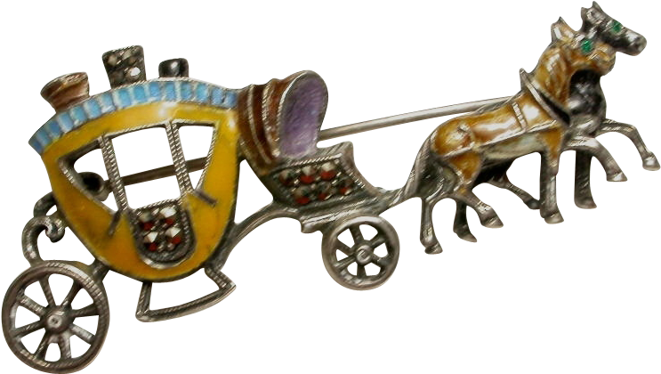 1920's German Sterling Silver & Enamelled Horse Drawn - Carriage (742x742)