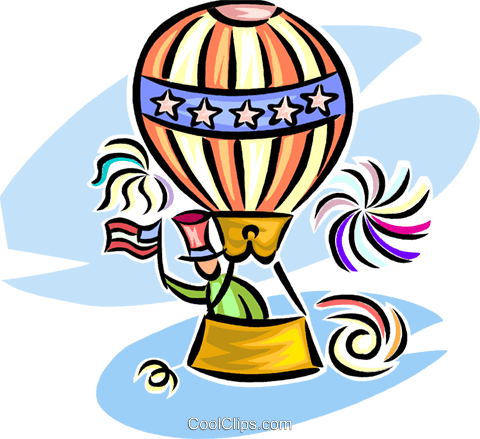Hot Air Balloon/ Independence Day Royalty Free Vector - Heißluftballon Clipart (480x439)