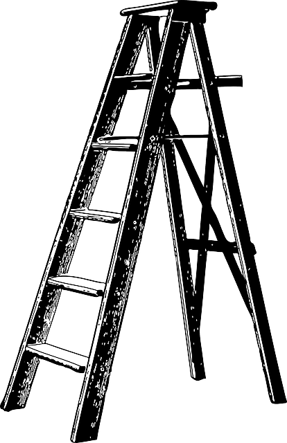 Free Man, Silhouette, Cartoon, Tool, Construction, - Clip Art Ladder (414x640)