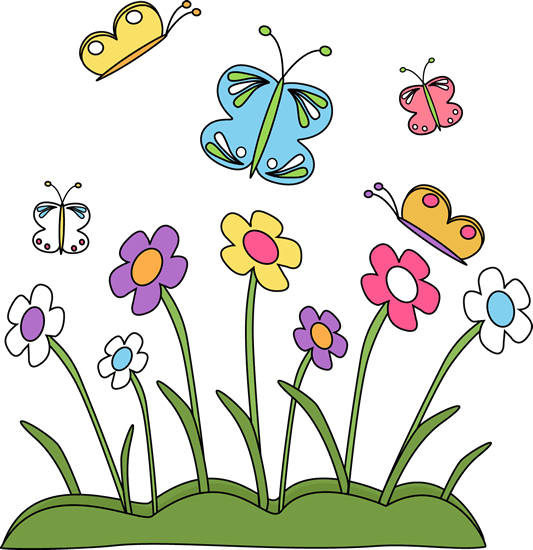Free Spring Border Clip Art - My Book Of Flowers: In English, Spanish, (533x550)