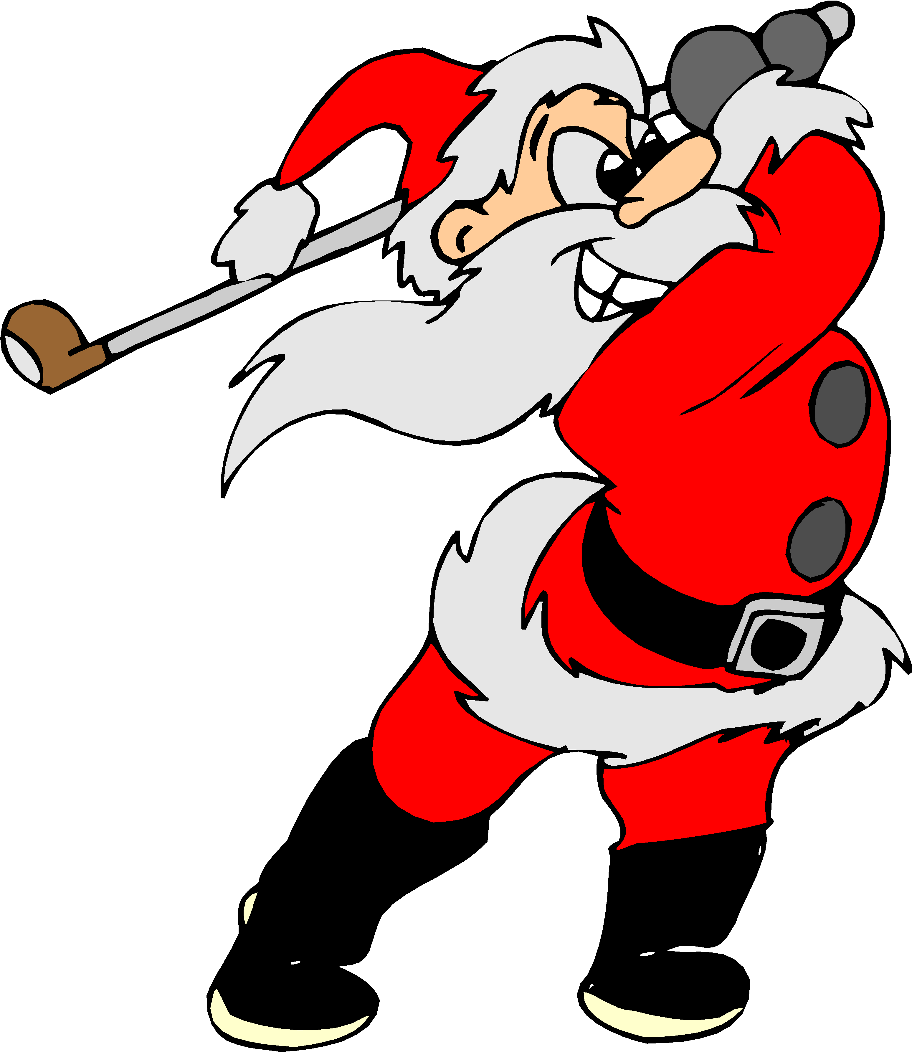 See Here Golf Clip Art Free Downloads - Golfing Santa (3096x3571)