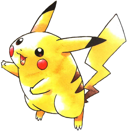Pikachu Pokemon Red And Blue Official Game Art - Original Sugimori Pikachu Art (485x495)