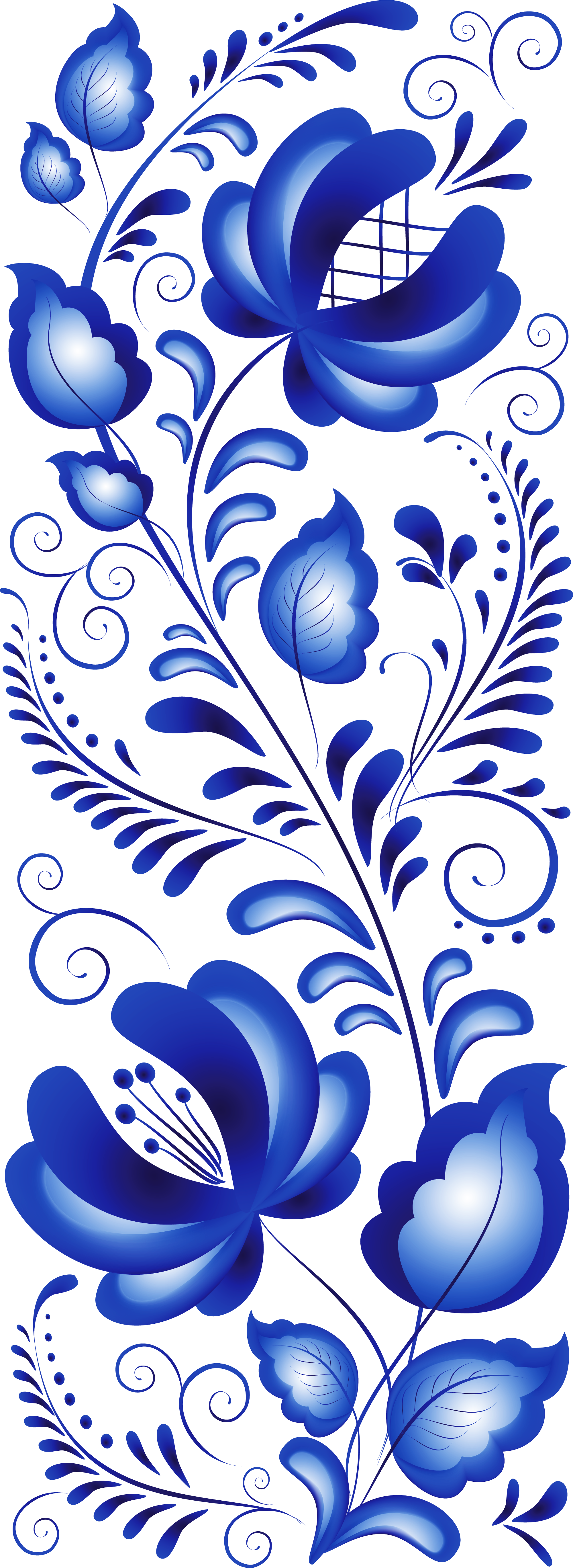 Flower Blossom, Pattern Design, Folk Art, Ornament, - Blue Flower Ornaments (2000x5469)