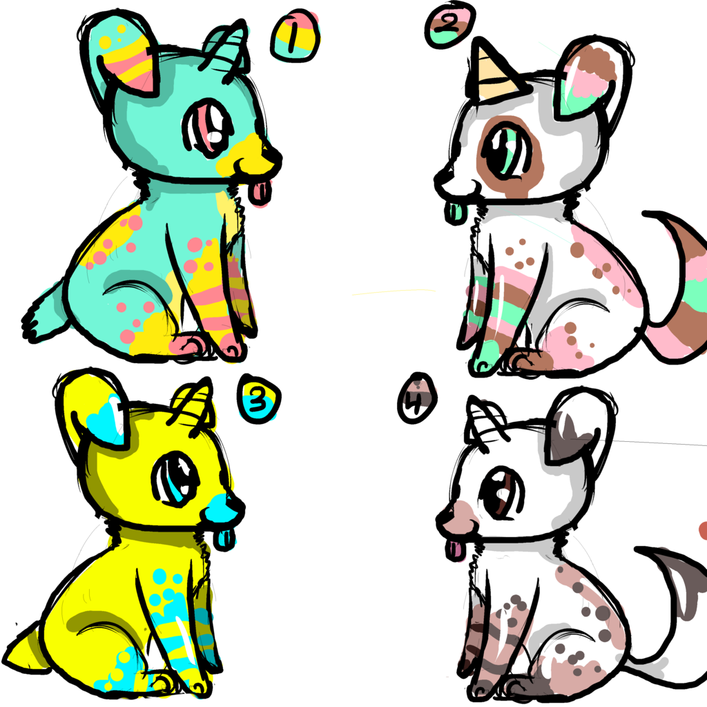 Open By Funkiandikutosadopts 4 Point Unicorn Puppy - Cartoon (1024x1024)