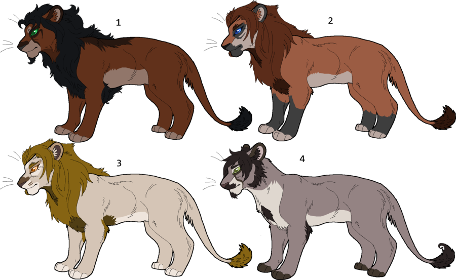 Male Lion Point Adopt Set 1 Gone By Kasara-designs - Masai Lion (900x553)
