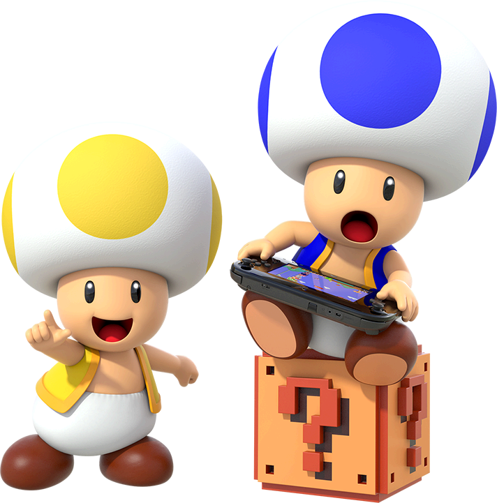 Those Are The Best Undiscovered Games Play Super - Yellow Toad And Blue Toad (712x721)