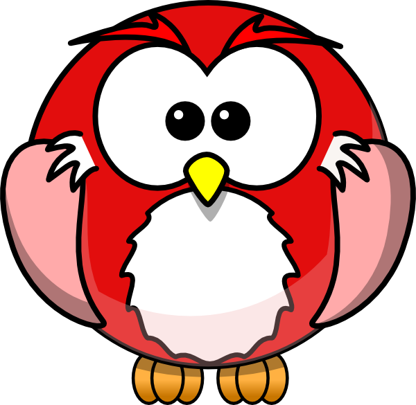 Red Clipart Owls - Cartoon Owl (600x585)