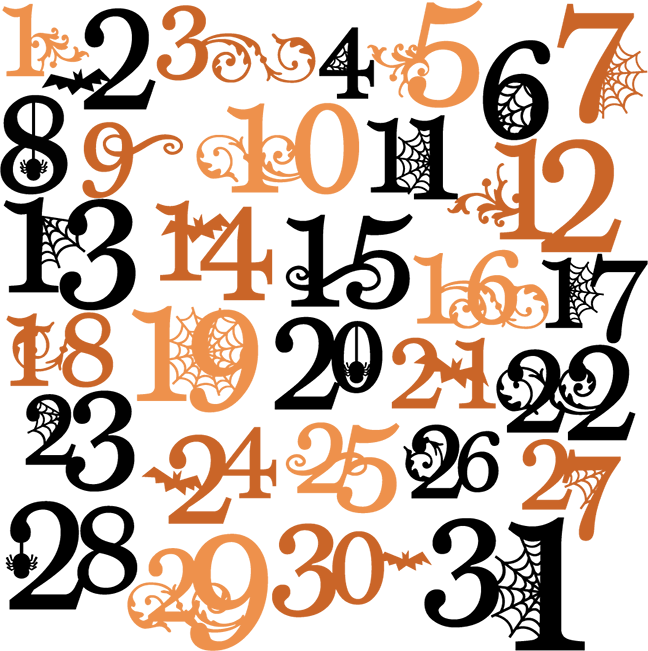 Halloween Numbers Svg Cutting Files Halloween Svg Cuts - Halloween Numbers Clipart (648x651)