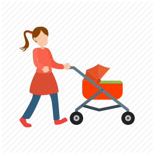 Illustration Woman And Pram - Baby Transport (512x512)