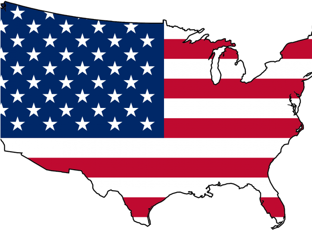 America Clipart Us Citizen - United States Flag Map (640x480)
