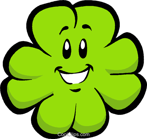 Smiling Shamrock Royalty Free Vector Clip Art Illustration - 4 Leaf Clover Clipart (480x455)