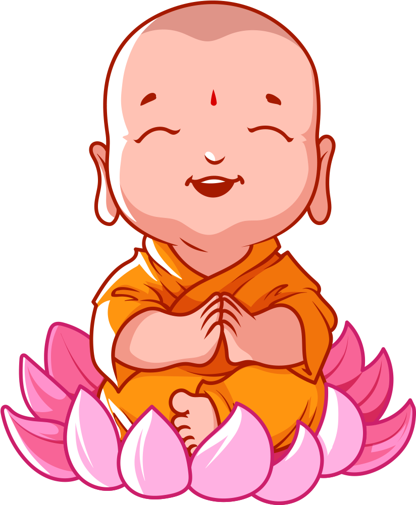 Cartoon Buddhism Buddha's Birthday Bhikkhu - Buddhism Cartoon (1000x1000)