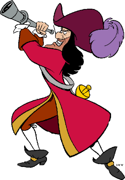 Crocodile Clipart Red - Peter Pan Hook Clipart (446x637)