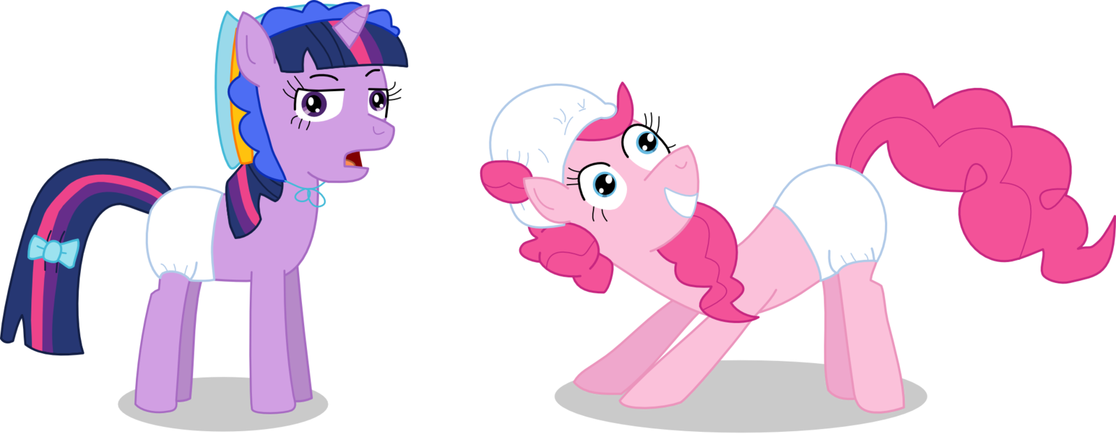 Twilight Sparkle And Pinkie Pie With Diapers By Mighty355 - My Little Pony Pinkie Pie Diaper (1600x623)