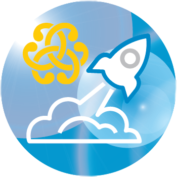Rocket Ship Lifting Off With Ccc Logo In Sky - Clovis Community College (350x350)