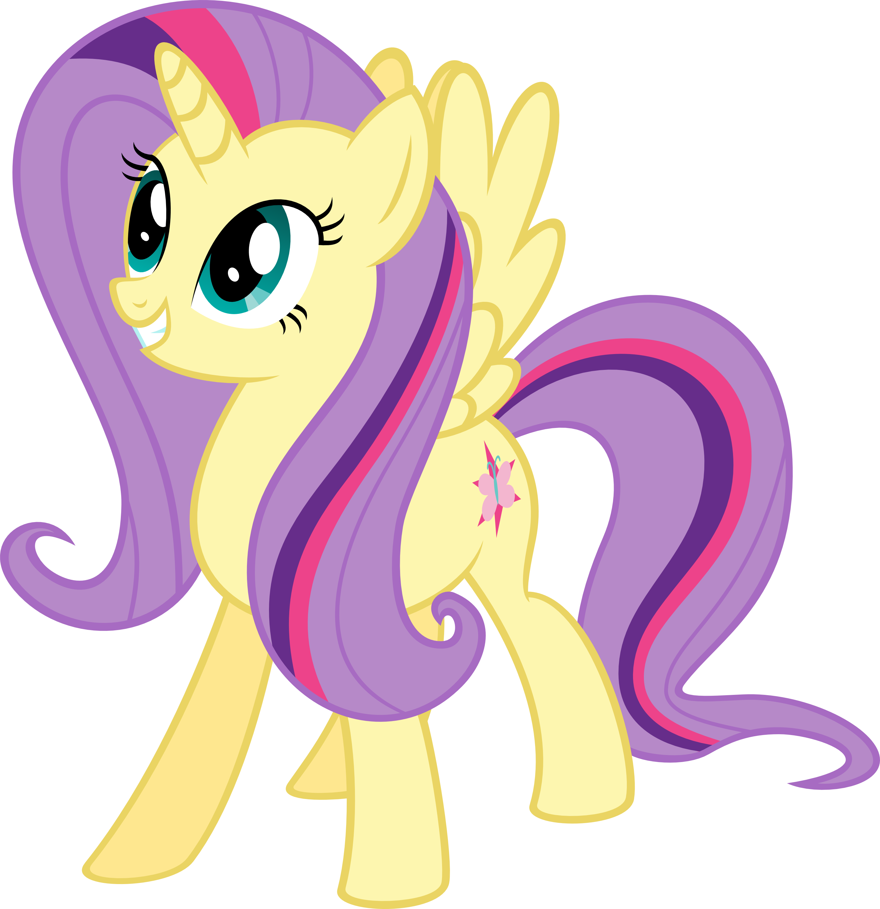 Alicorn, Female, Fluttershy, Fusion, Lesbian, Mare, - Winged Unicorn (3000x3099)
