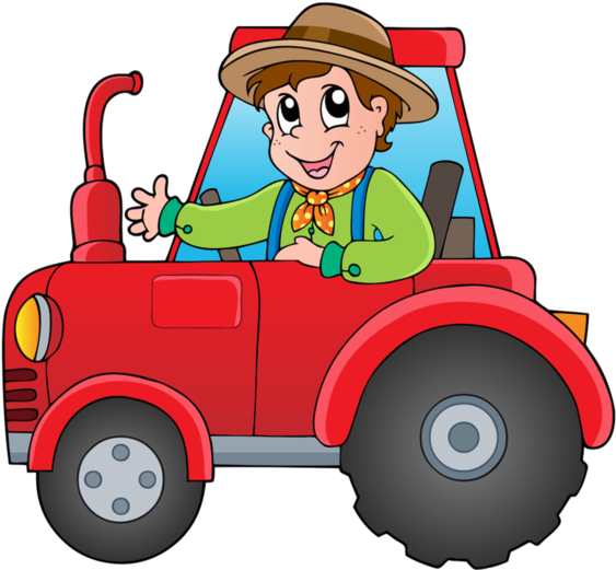 Farmer Clipart Farm Vehicle - Imagenes De Un Tractor Animado (600x555)