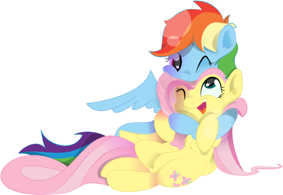 Hugs By Wafflenaw-d6769sl - Флаттершай И Рейнбоу Дэш Обнимашки (1024x717)
