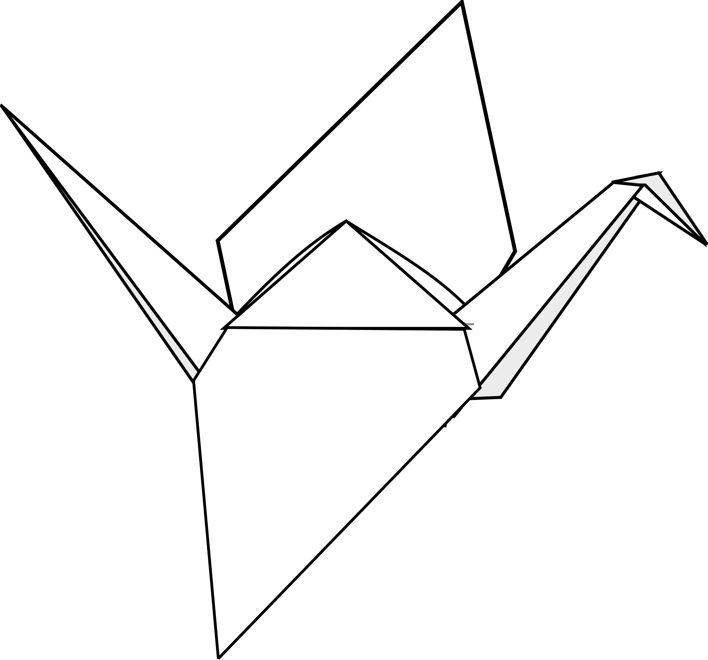 Japanese Crane Clipart Origami - Origami Crane Vector Png (2400x2236)